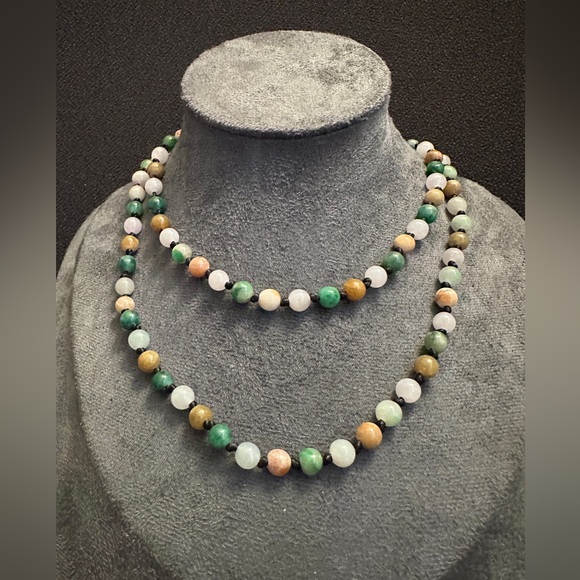 24ins Natural Myanmar Grade A Jadeite Jade Necklace and laughing Buddha pendant